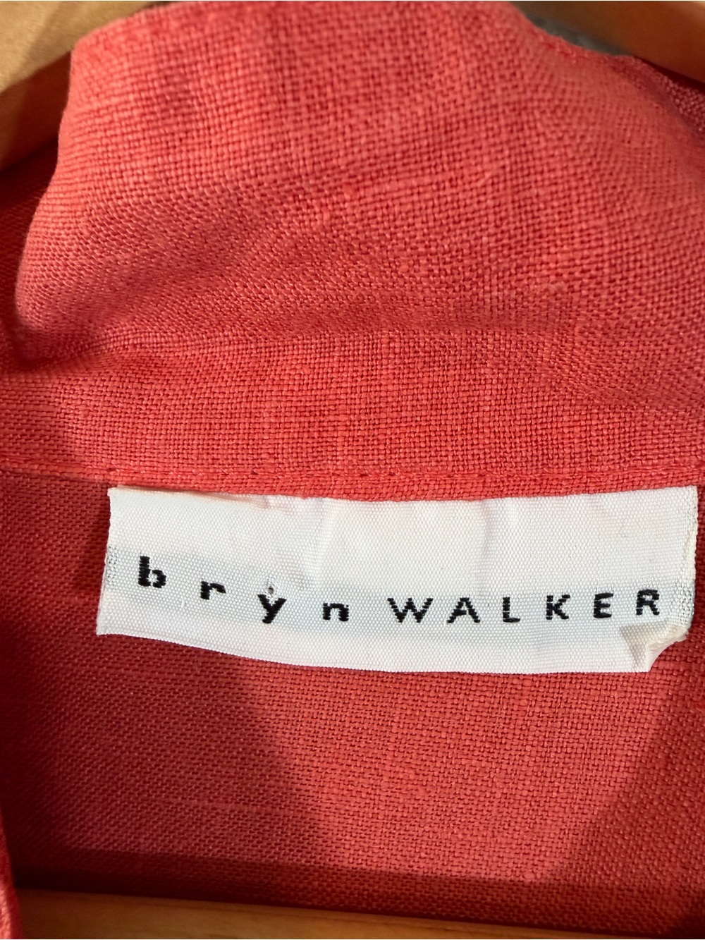 Bryn Walker Coral Orange Linen Top Size L Button Front Lagenlook Granola Resort - Picture 5 of 9